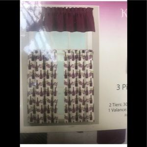 Kitchen Curtain Set Merlot Wine 3tier